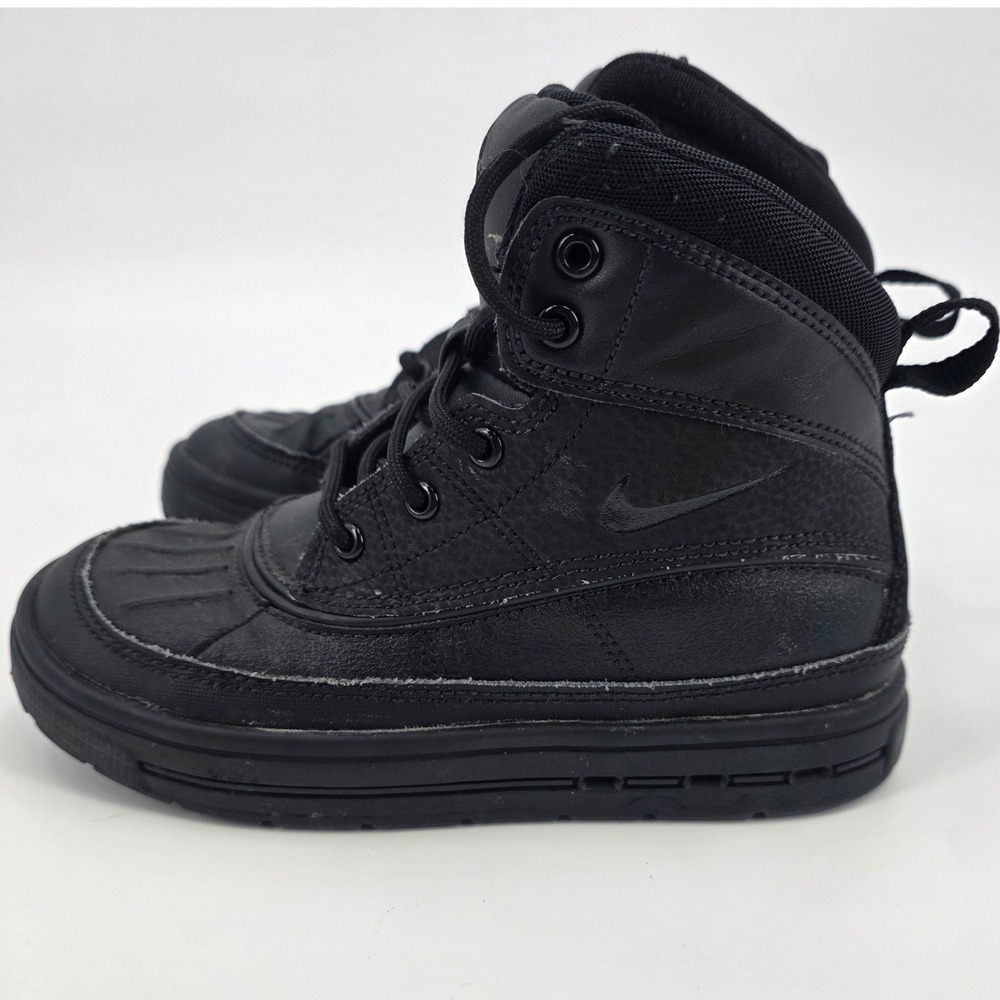 NIKE ACG WOODSIDE 2 BOOTS KIDS SIZE 13C BLACK HIGH LEATHER WATER RESISTANT BOYS
